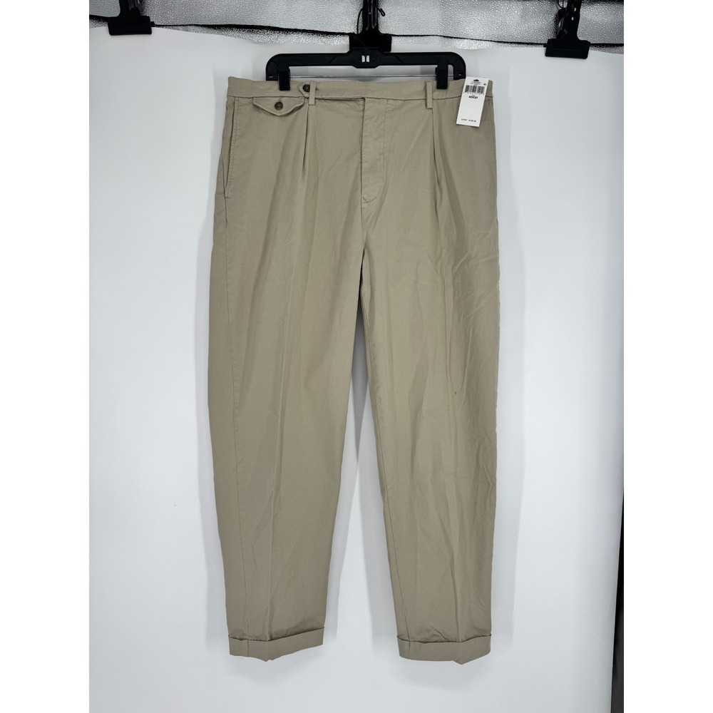 Polo Ralph Lauren Wynton Pants Mens 40x32 Khaki Slim Taper Fit Pleated Cuffed